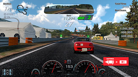 Pantalla durante el reto del Rally de la Sierra, al más puro estilo arcade