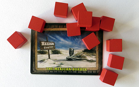 Esta es la frontera mexicana, con sus guardias. Todos, como ven, cuadrados